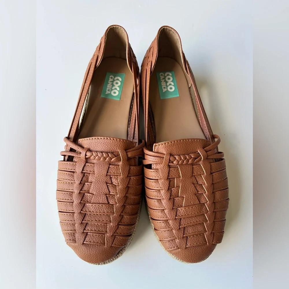 Coco Canela Women's Woven Brown Loafers Espadrille Flat Shoes Size 9